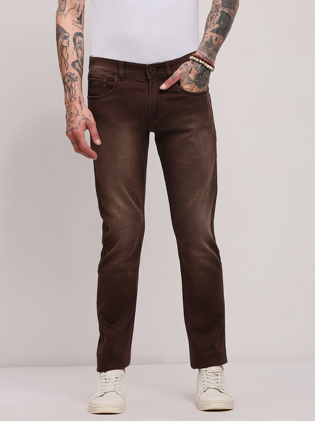 Men's Brown Slim Fit Jeans
