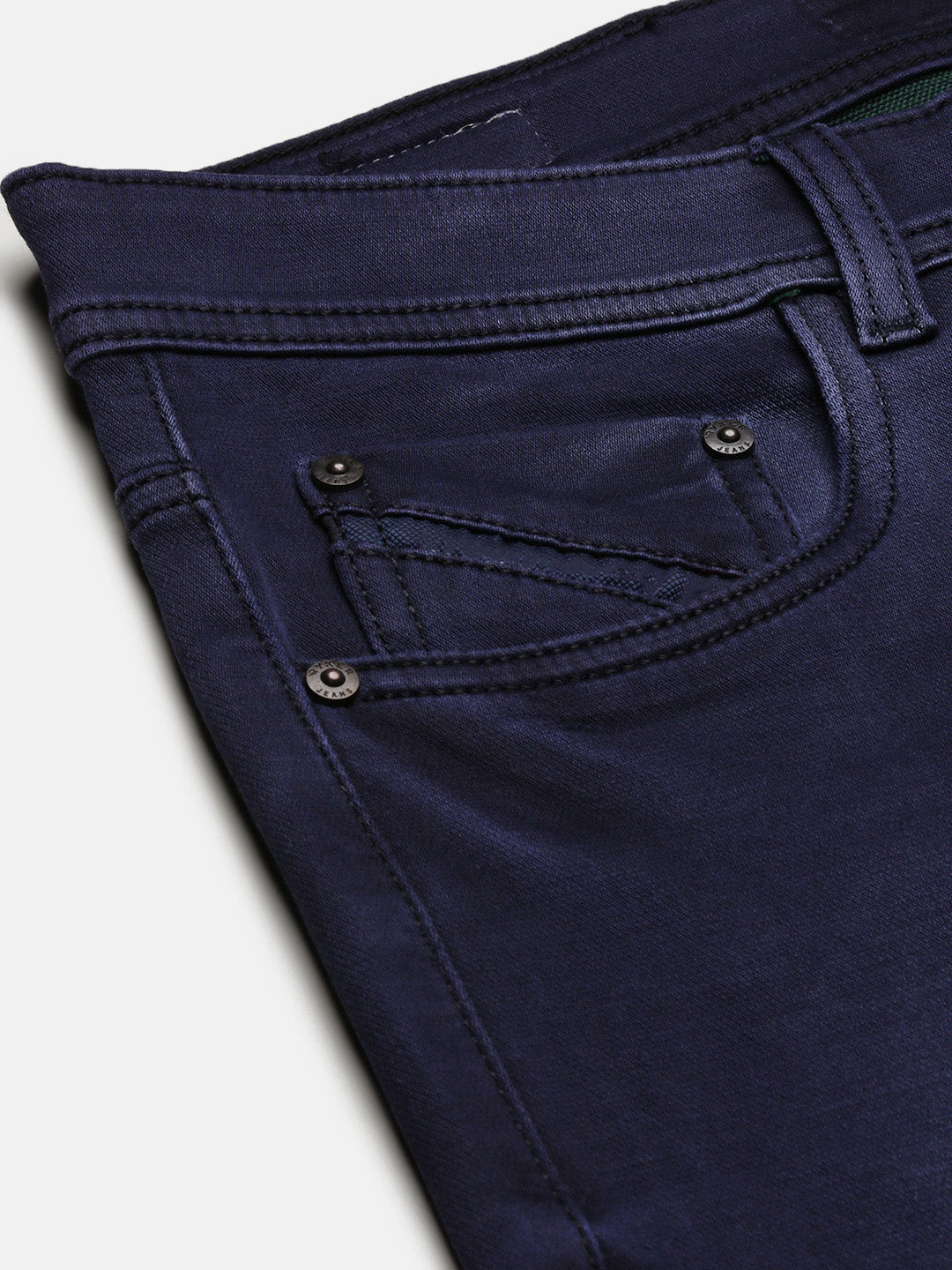 Men's Navy Blue Comfort Slim Fit Low-Rise Light Fade Cotton Jeans