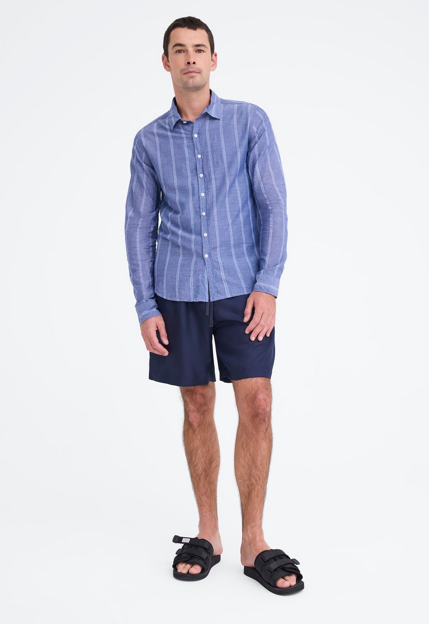 Beckett Shirt - Wide Stripe Denim Blue
