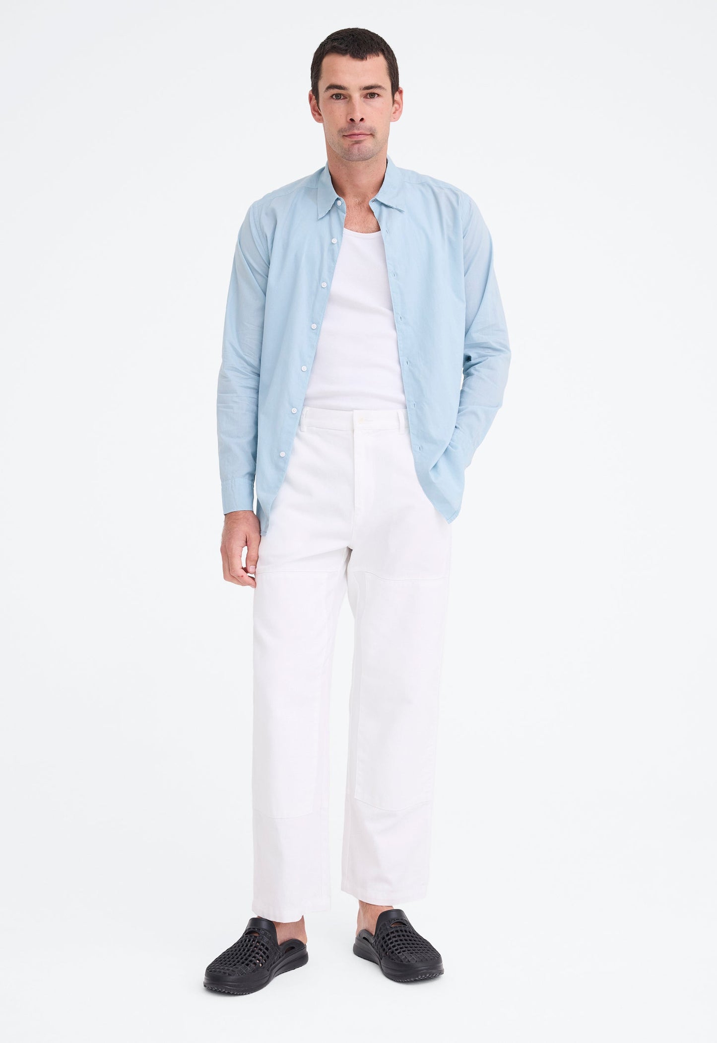 Folded Collar Cotton Shirt - Lagoon