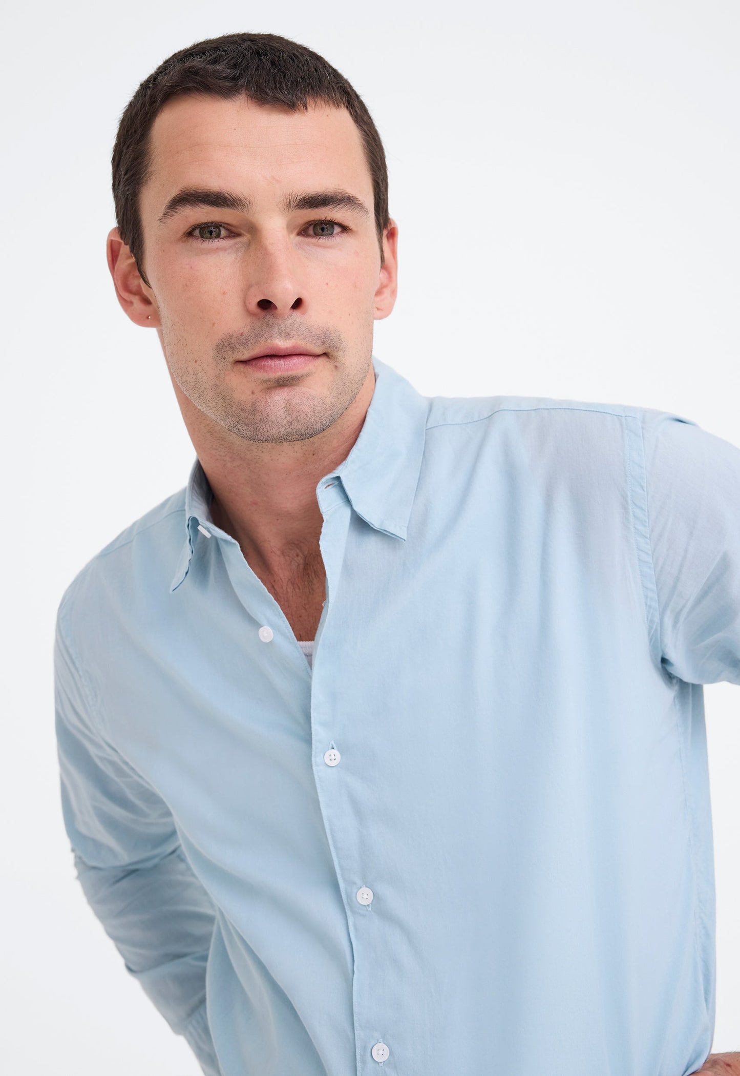 Folded Collar Cotton Shirt - Lagoon