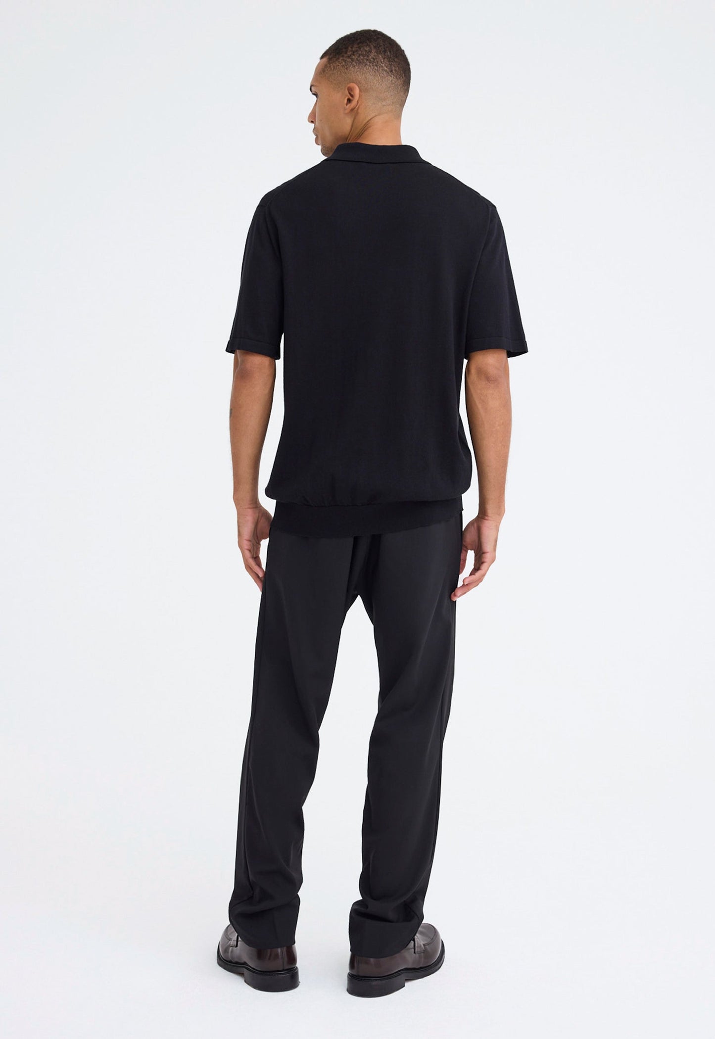 Pointier Knitted Cotton Polo - Black