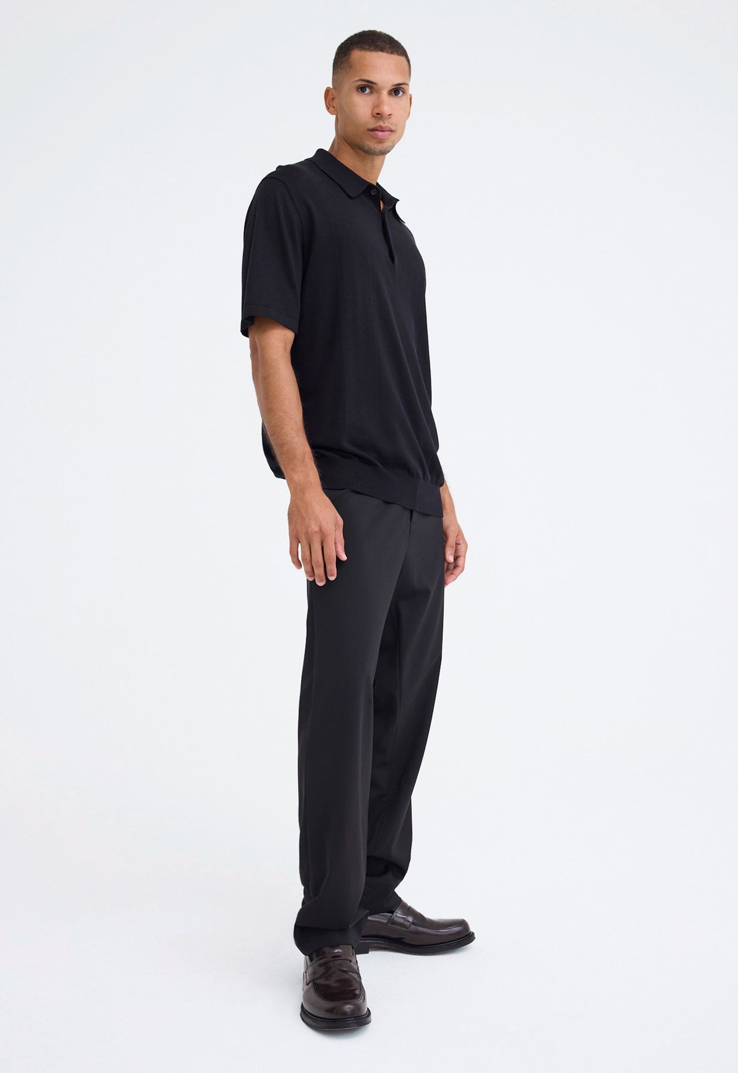 Pointier Knitted Cotton Polo - Black